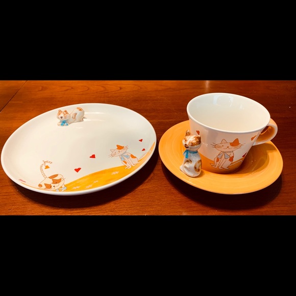 For Cat lovers Porcelain Coffee Tea Set with cat - Picture 2 of 9